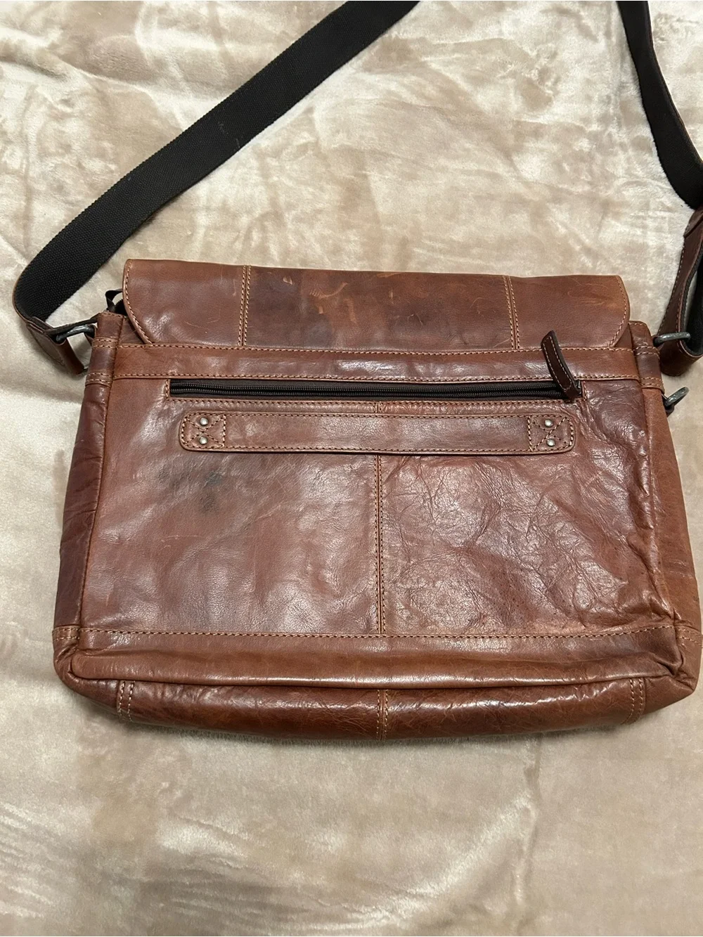 Jack Georges Voyager Buffalo Leather Messenger Bag Brown  - Great Cond! Unisex